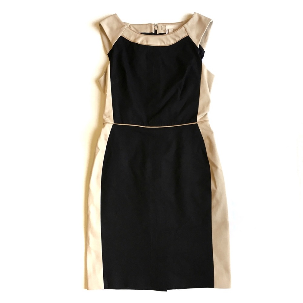 Banana Republic tan and black pencil dress 6p